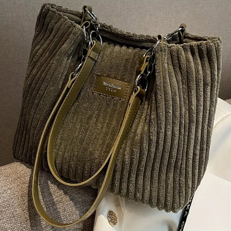 Sanne | Elegante Ribfluwelen Shopper