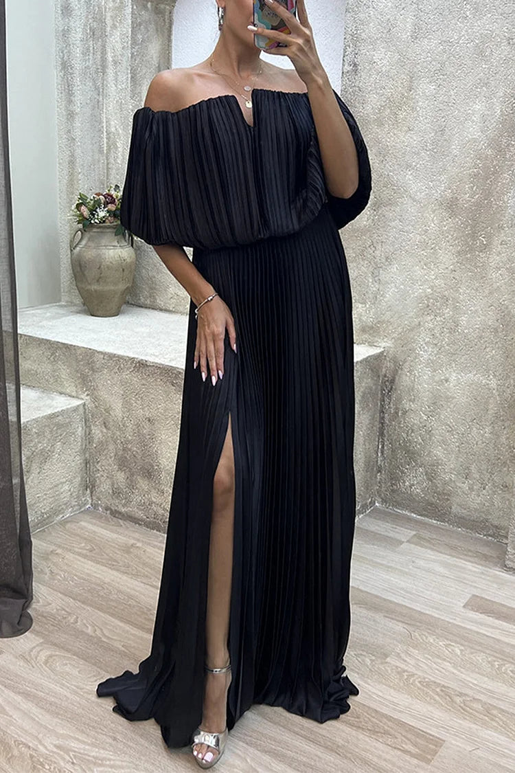 Merel – Elegante Plissé Maxi-jurk