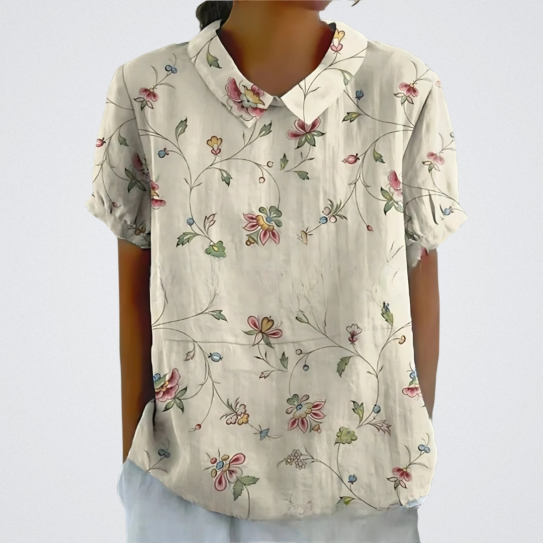 Lina | Bloemen Linnen Blouse
