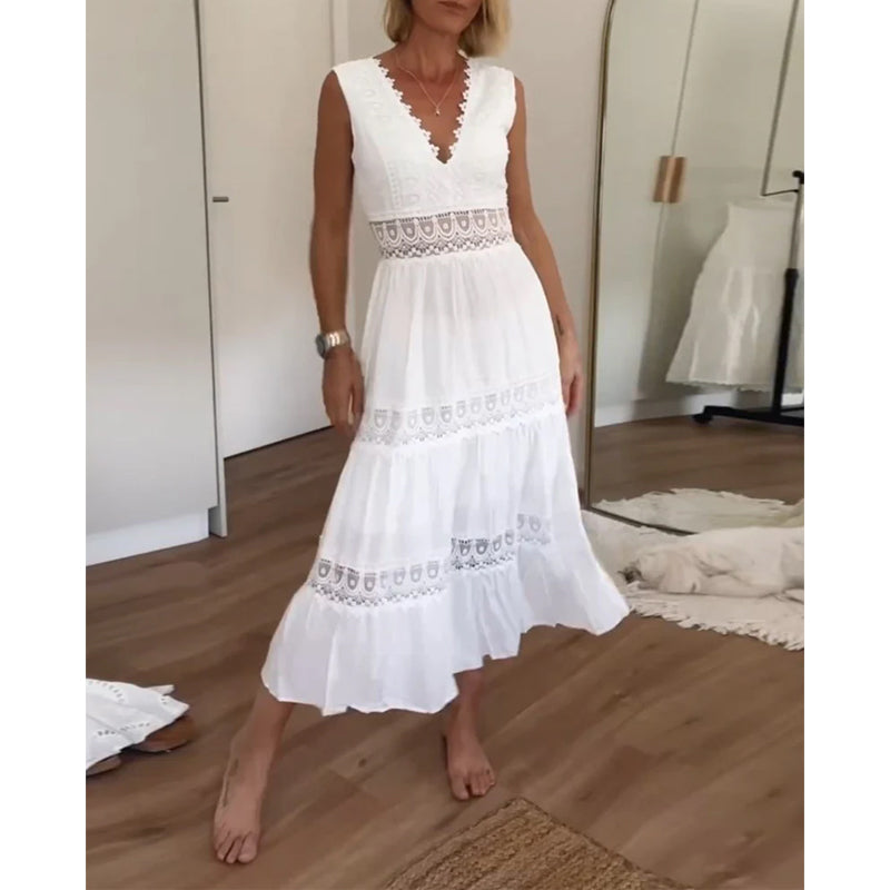 Lisa | Elegante Kanten Jurk met V-Hals