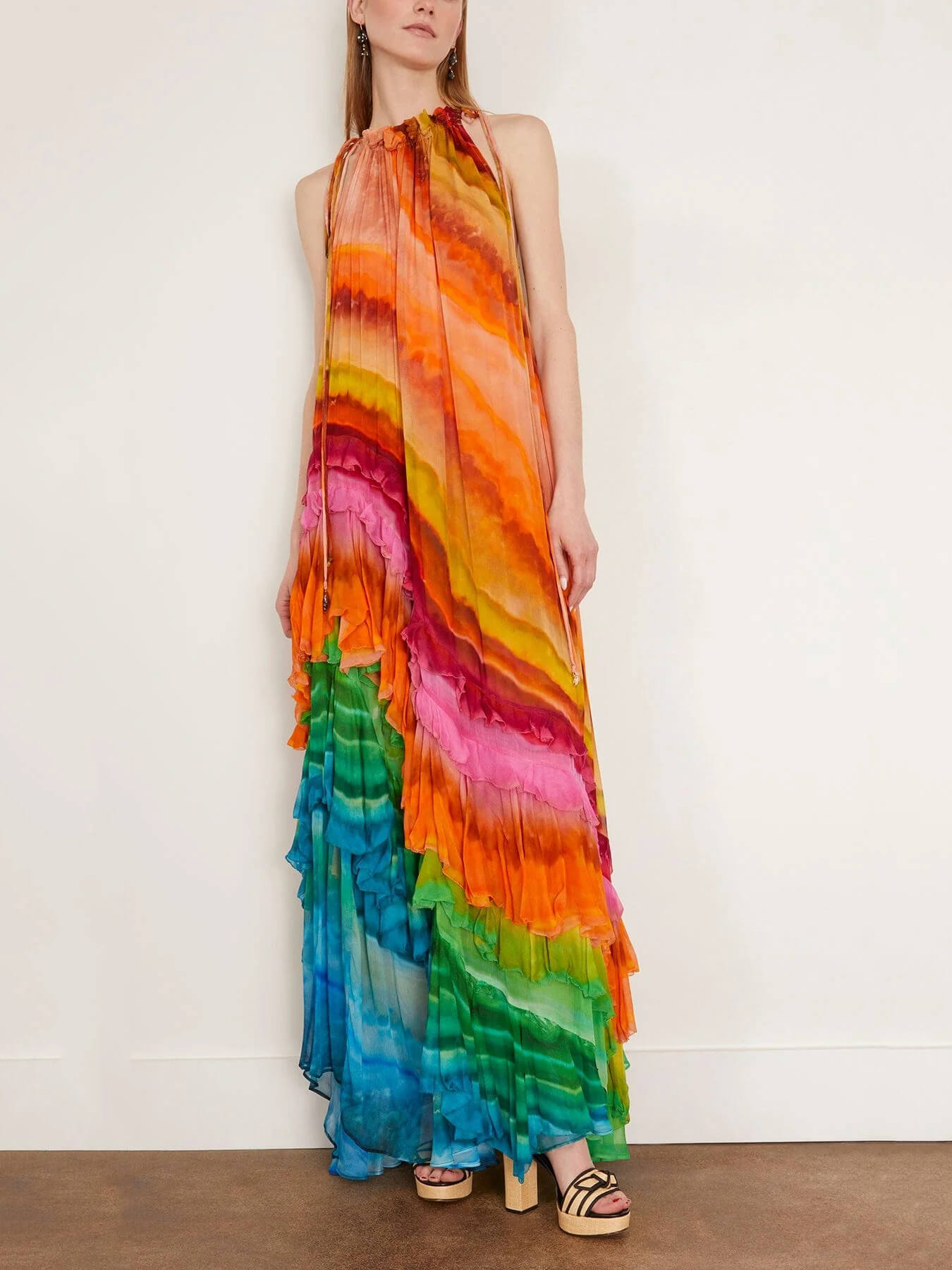 Jade Ruffle Jurk in Meerkleurig