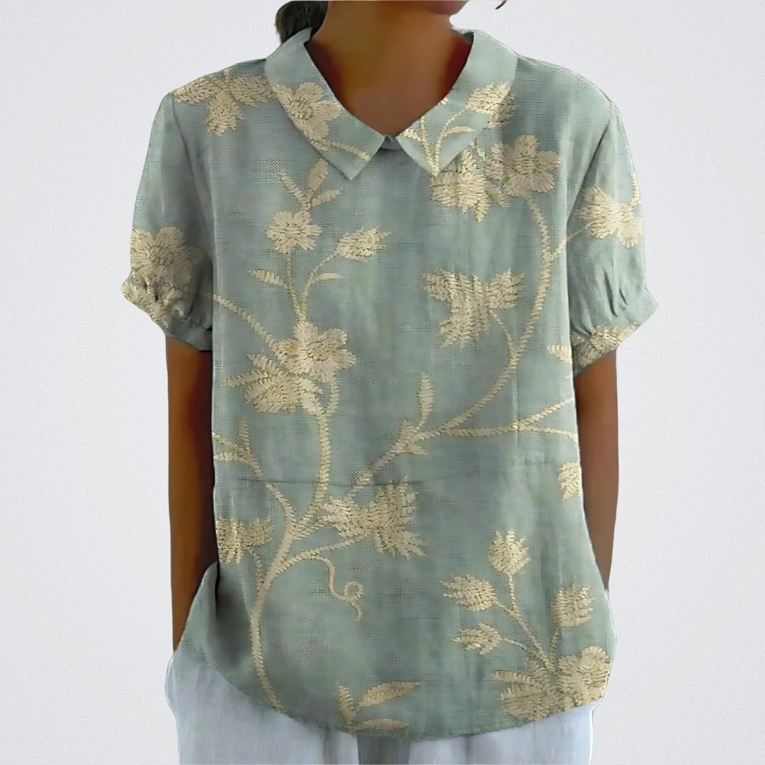 Lina | Bloemen Linnen Blouse