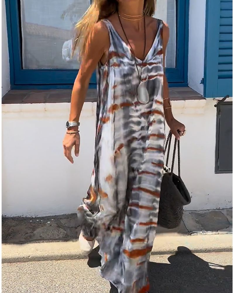 Noor - mouwloze jurk met tie-dye print