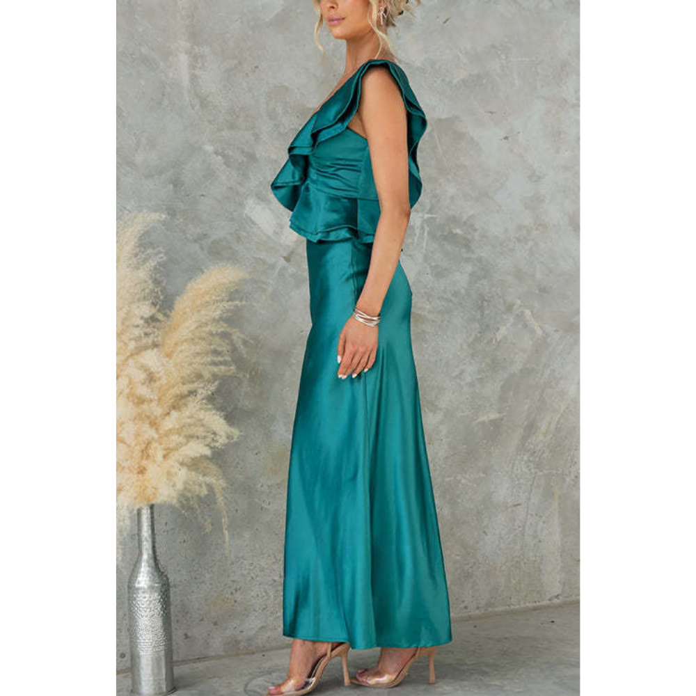 Odette – Maxi Jurk met Volant en One-Shoulder