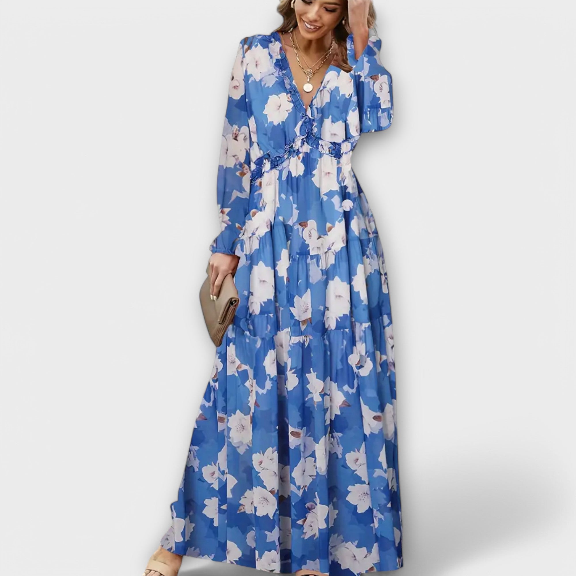 Amber | Elegante Bloemen Maxi Jurk