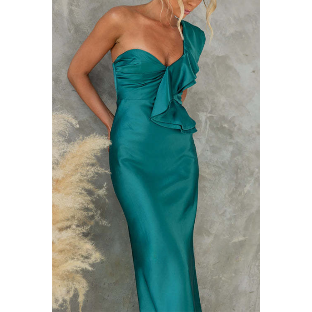 Odette – Maxi Jurk met Volant en One-Shoulder