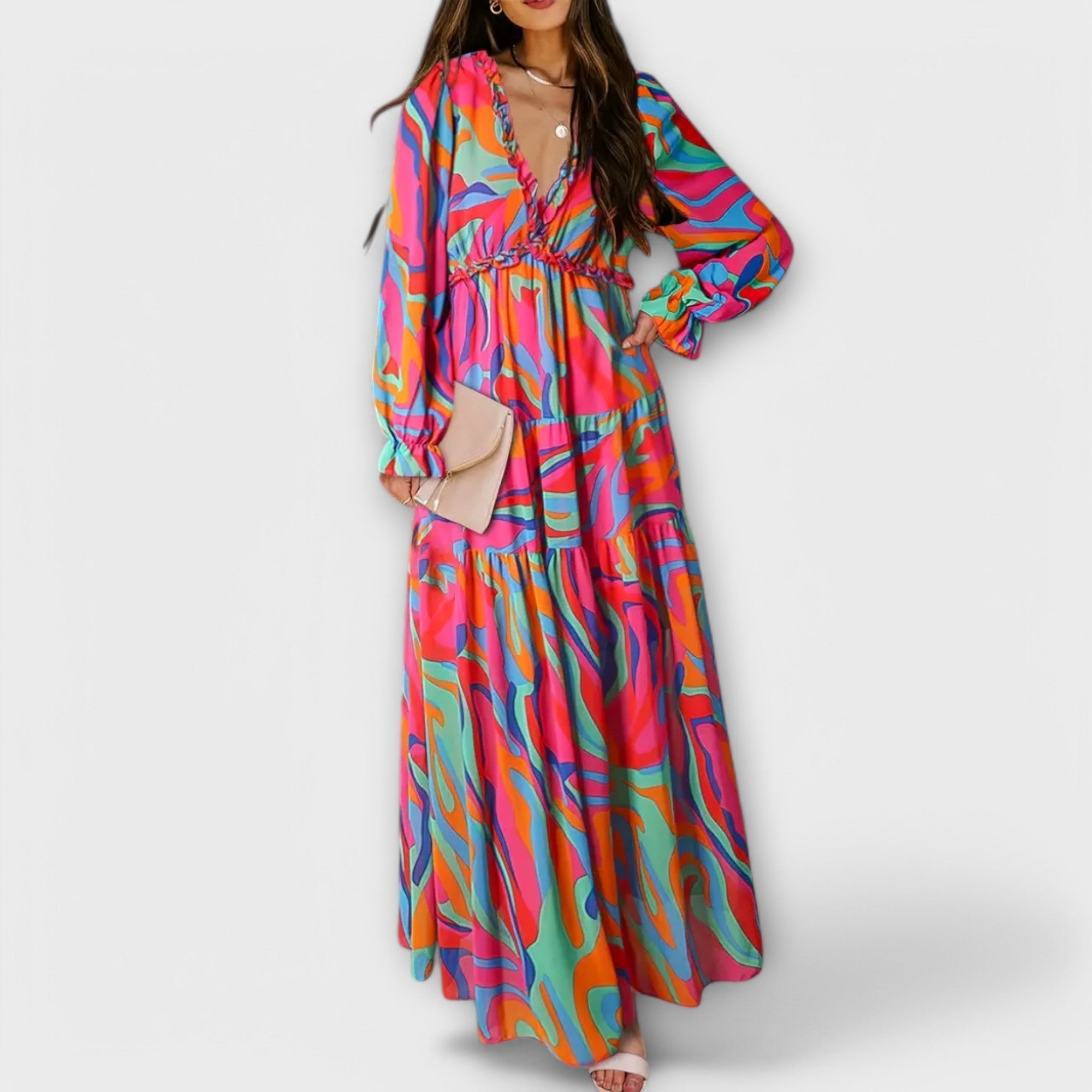 Amber | Elegante Bloemen Maxi Jurk