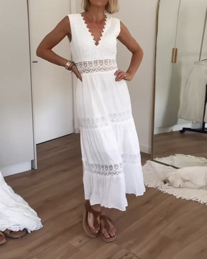 Lisa | Elegante Kanten Jurk met V-Hals