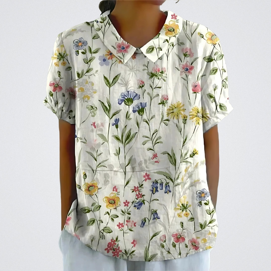 Lina | Bloemen Linnen Blouse