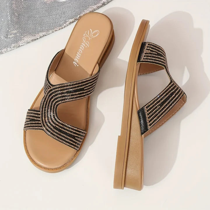 Fiaomei | Elegante orthopedische sandalen met vlinder-vormige kristallen