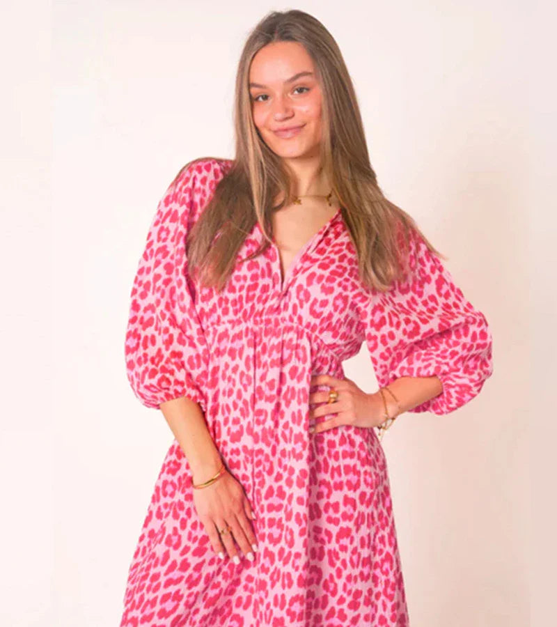 Noémi™ | Lange Printjurk Met V-hals