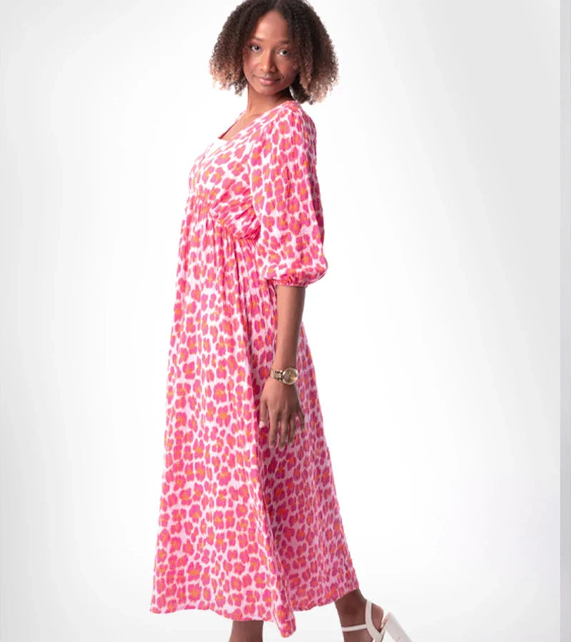 Noémi™ | Lange Printjurk Met V-hals