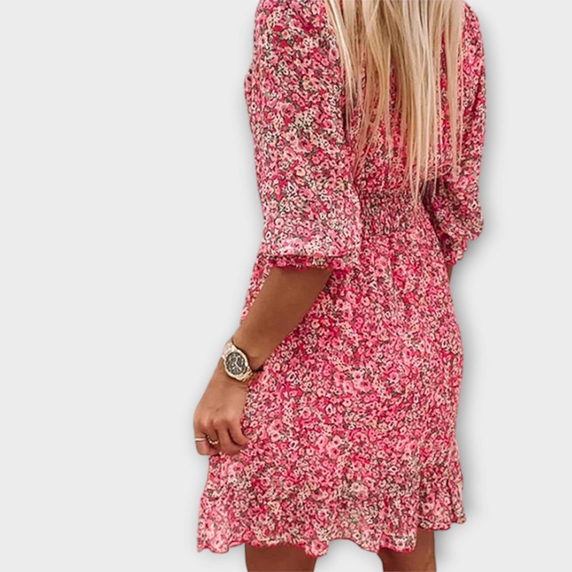 Gebloemde jurk met pofmouw voor dames