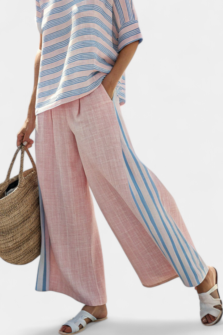 Noor™ | Linnen Set in Roze & Blauw