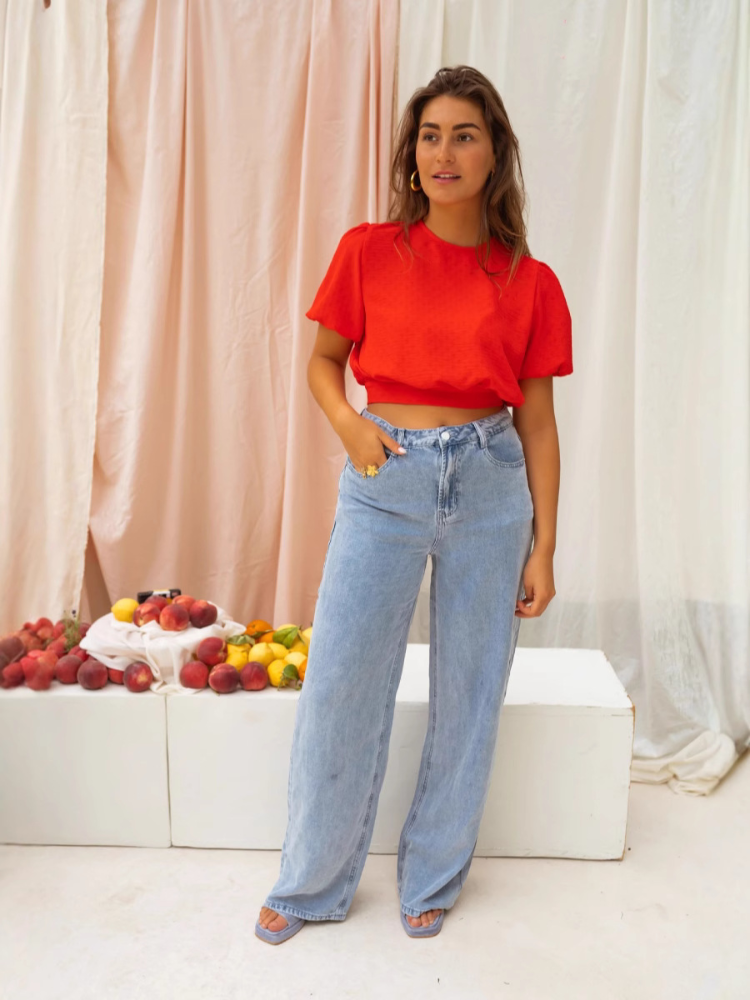 Isabelle™ | Cropped Blouse Met Ruches