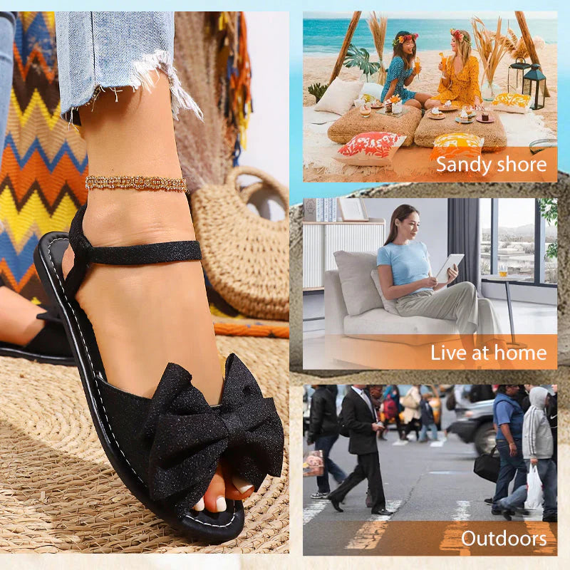 Jana | Casual lage sandalen met elegante strik en zachte zool