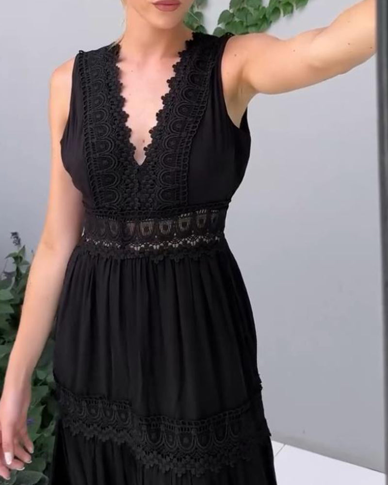 Lisa | Elegante Kanten Jurk met V-Hals