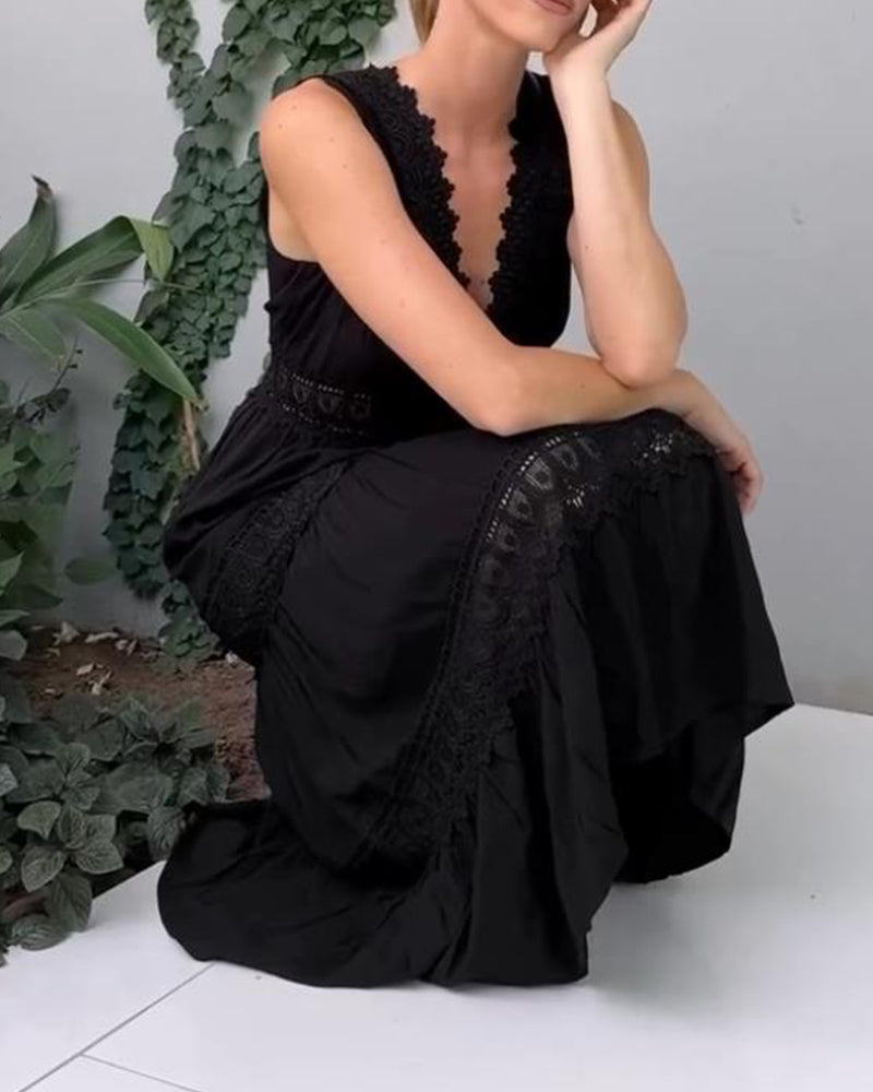 Lisa | Elegante Kanten Jurk met V-Hals