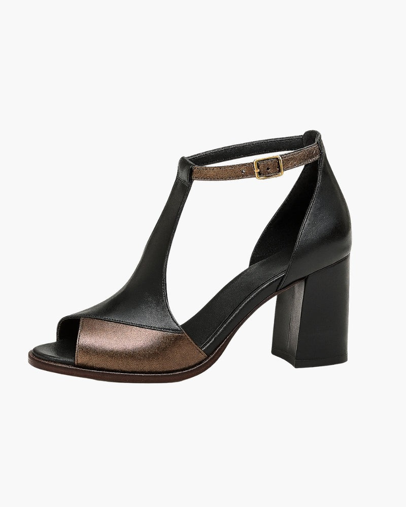 Fleur™ | Zwarte Peep Sandalen