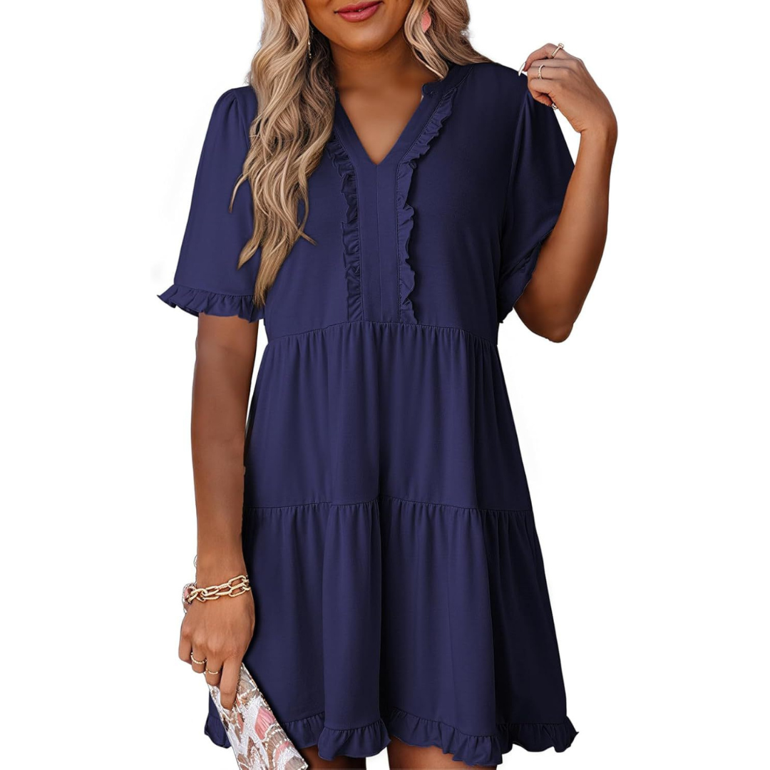 Julia | Casual V-Hals Mini Jurk