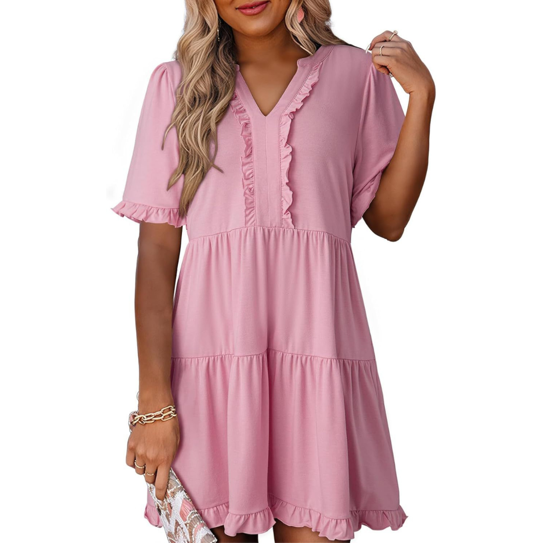 Julia | Casual V-Hals Mini Jurk