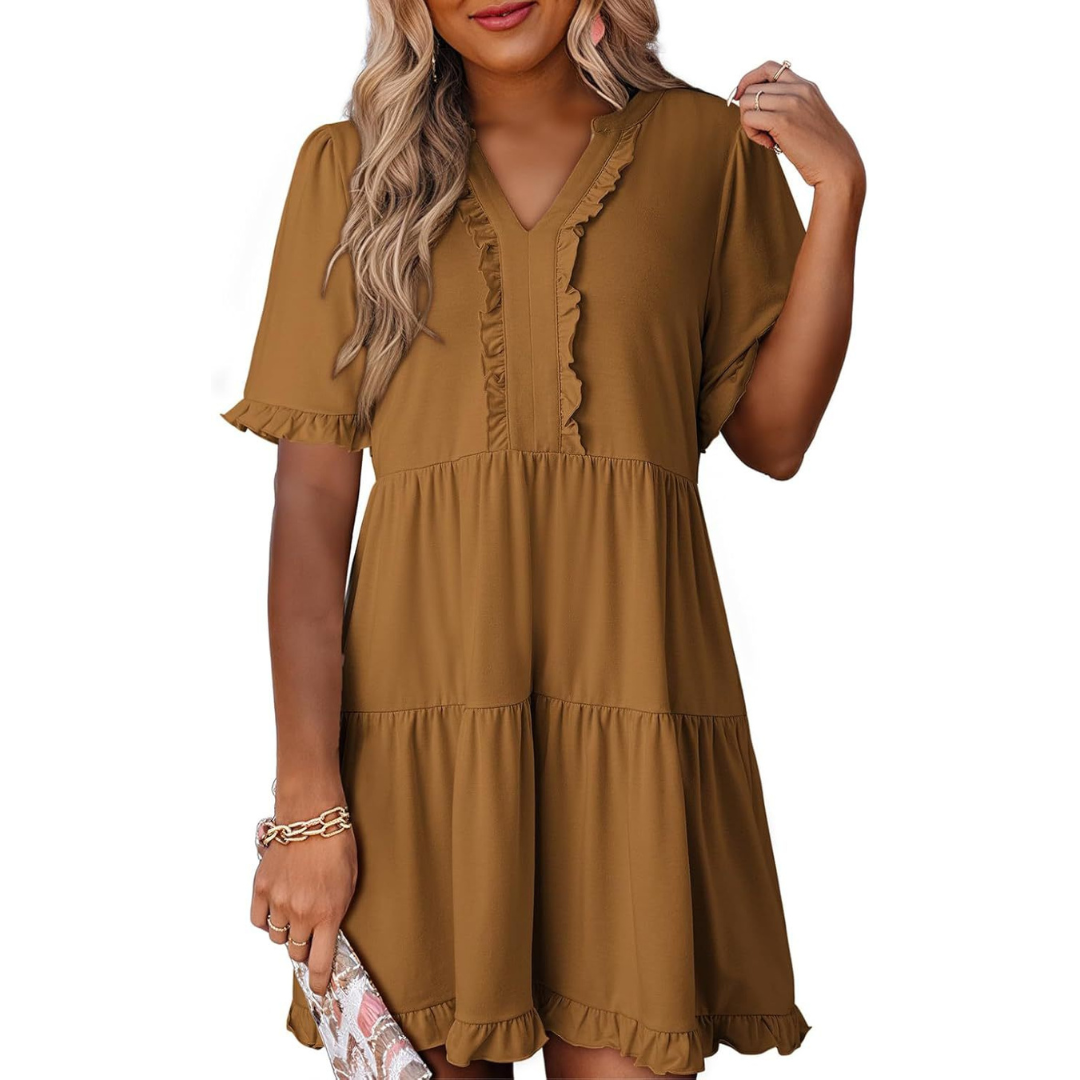 Julia | Casual V-Hals Mini Jurk