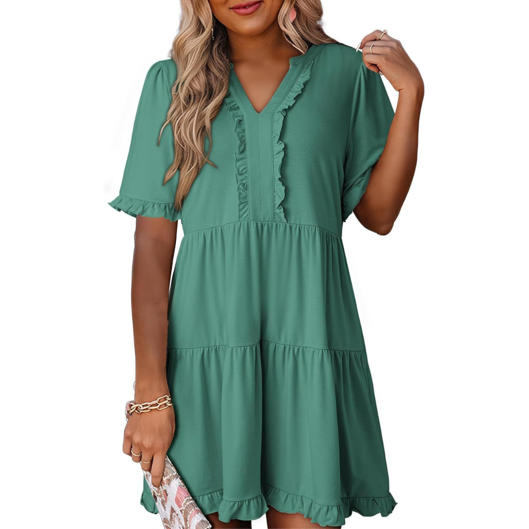 Julia | Casual V-Hals Mini Jurk