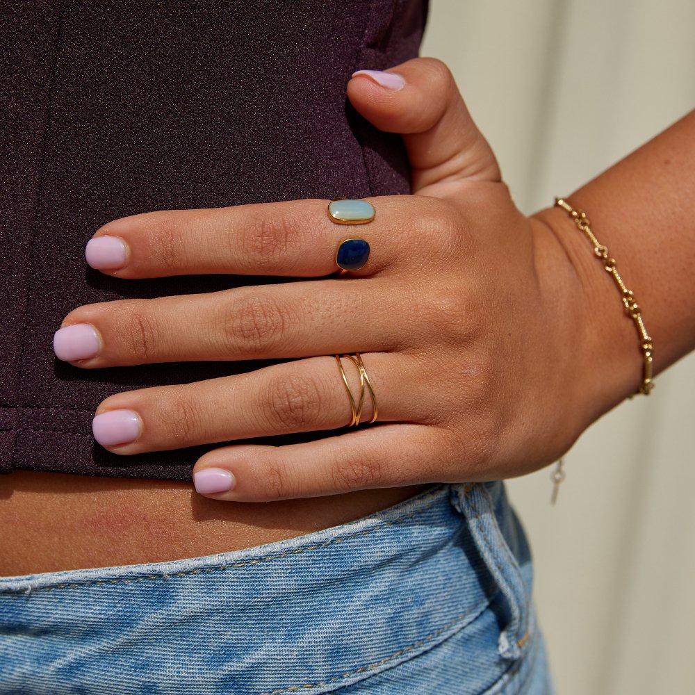 Fleur™ | Omhulde Ring met Aquamarijn