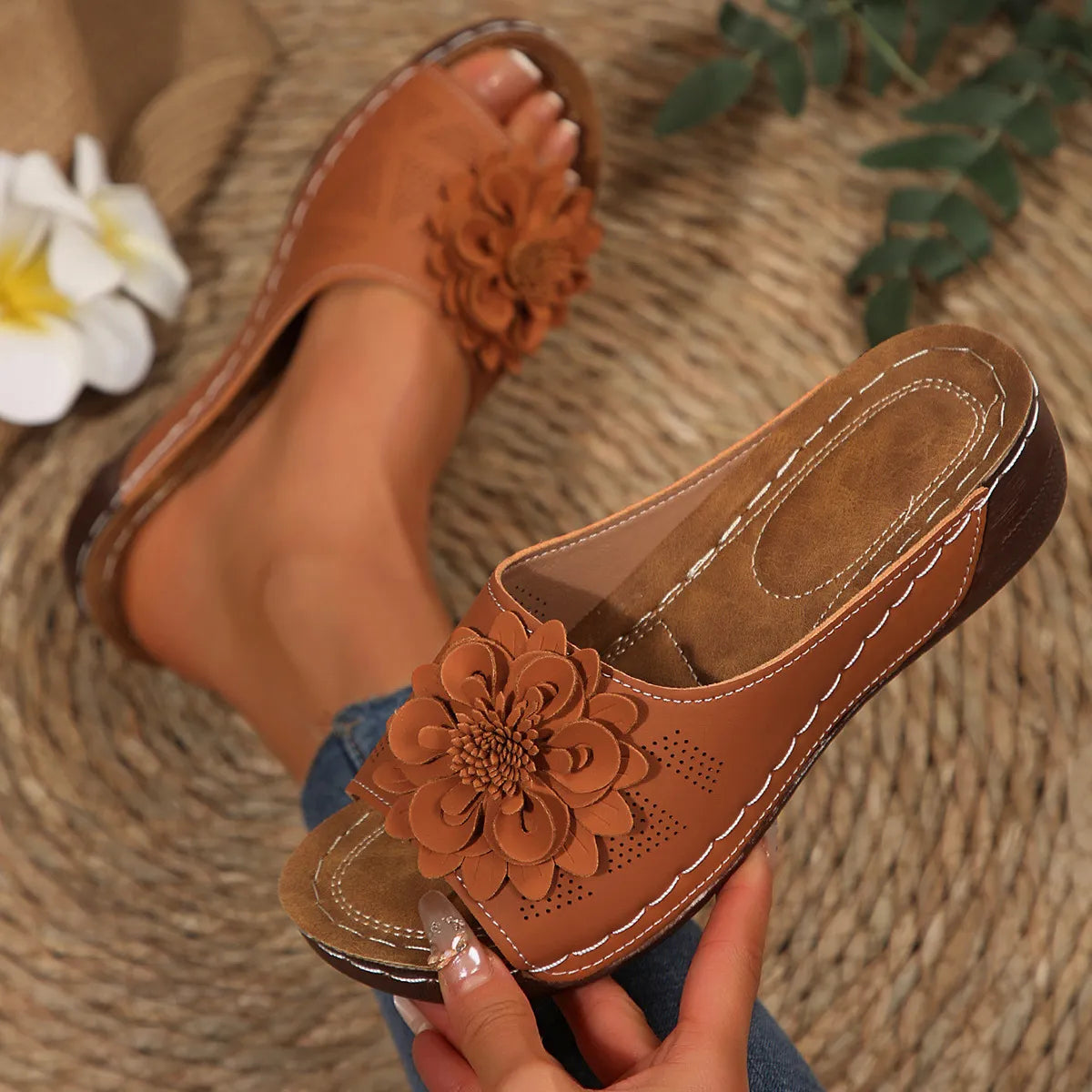 Florelle | Mules Comfort Plus met 3D Bloem en Ultra-Lichte Zool