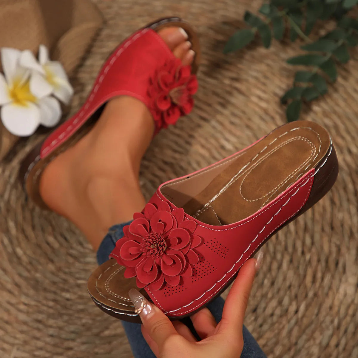 Florelle | Mules Comfort Plus met 3D Bloem en Ultra-Lichte Zool