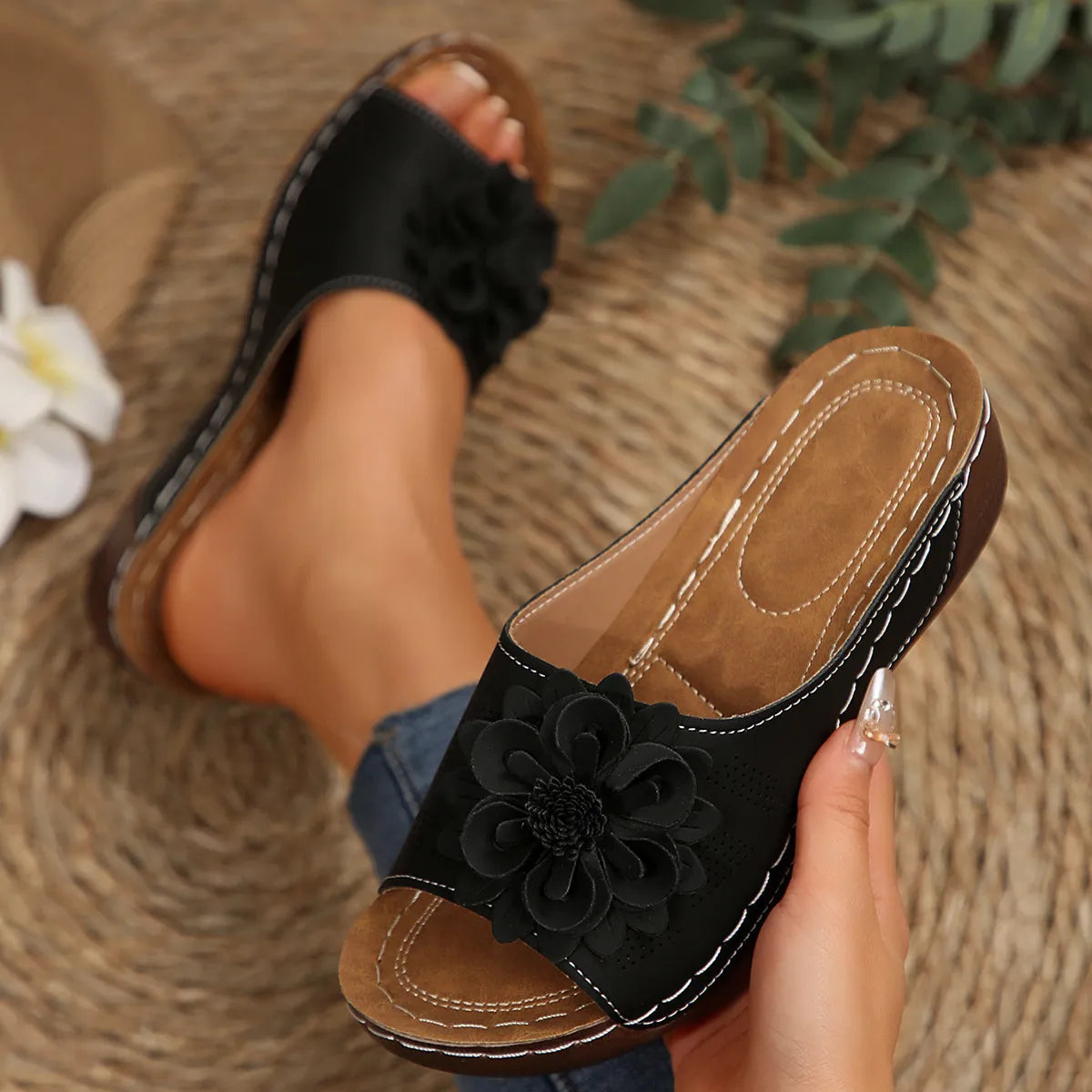 Florelle | Mules Comfort Plus met 3D Bloem en Ultra-Lichte Zool