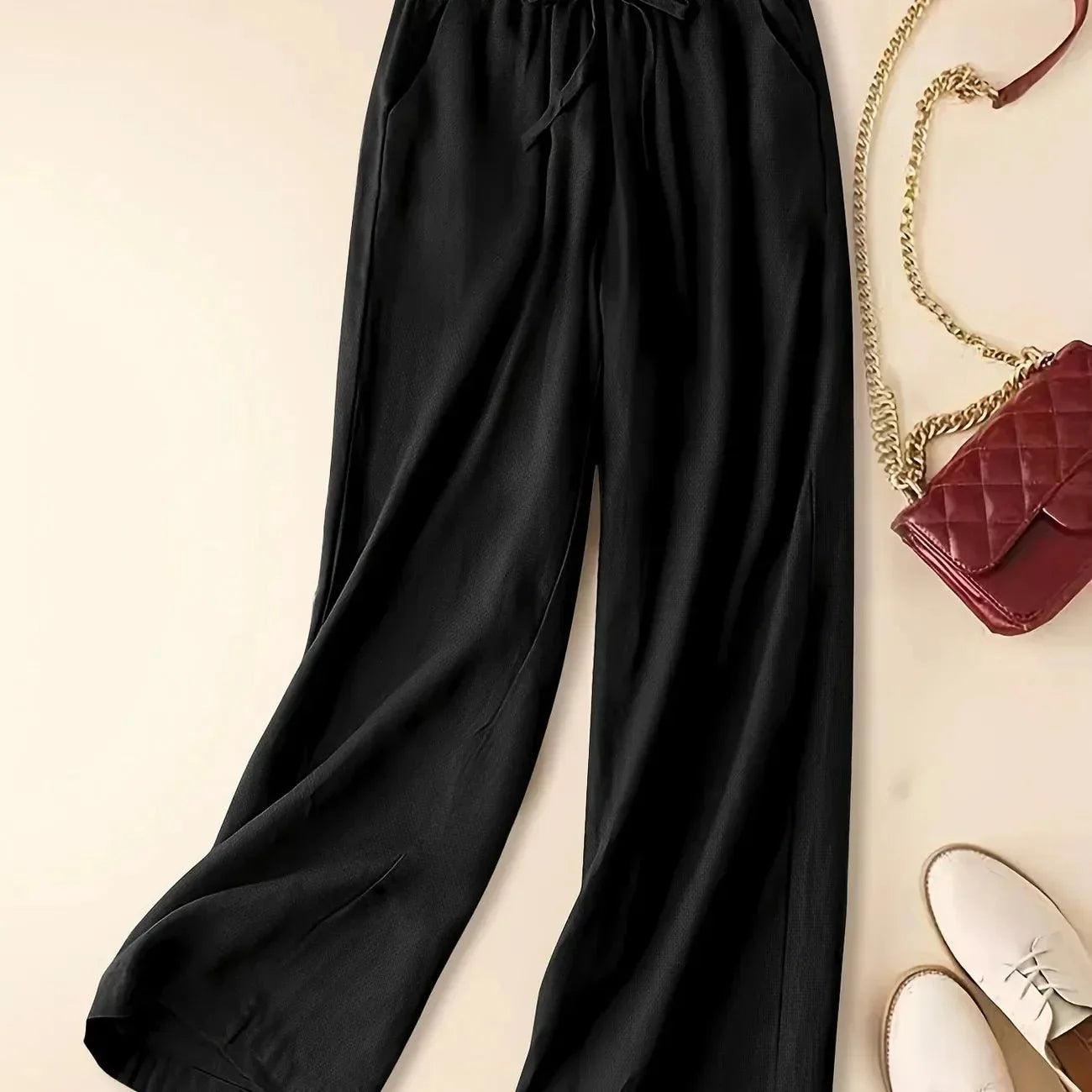 Chloe™ | Relaxed Bruine Broek met Touwtje