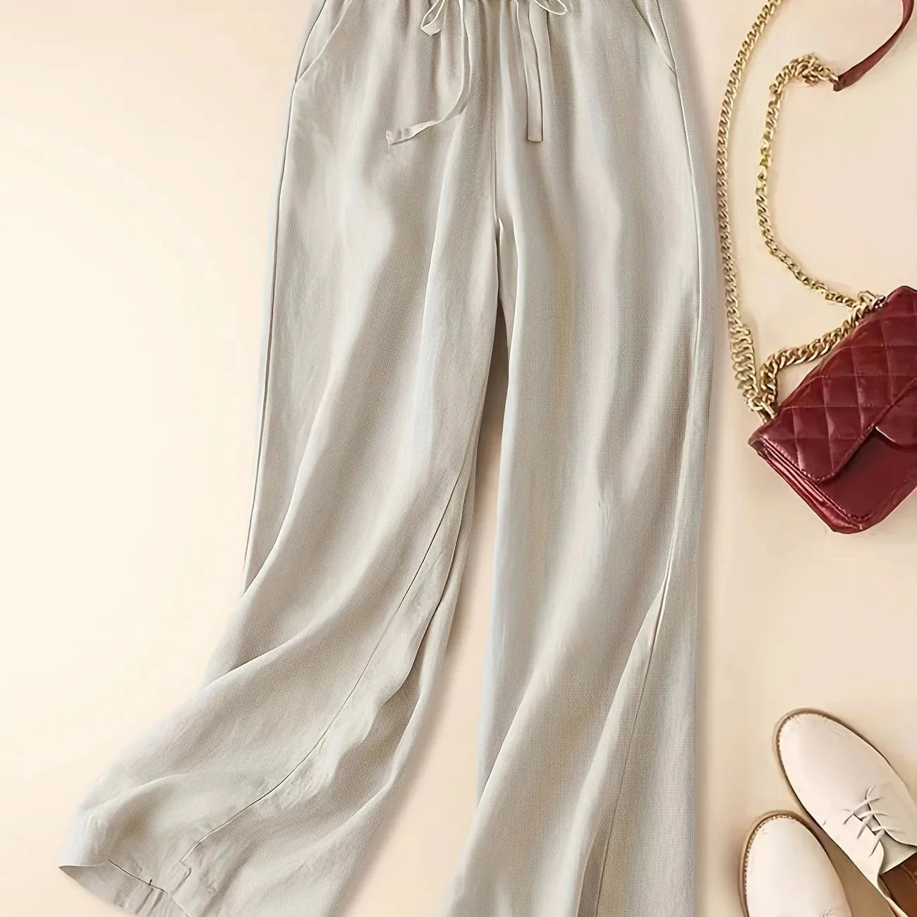 Chloe™ | Relaxed Bruine Broek met Touwtje