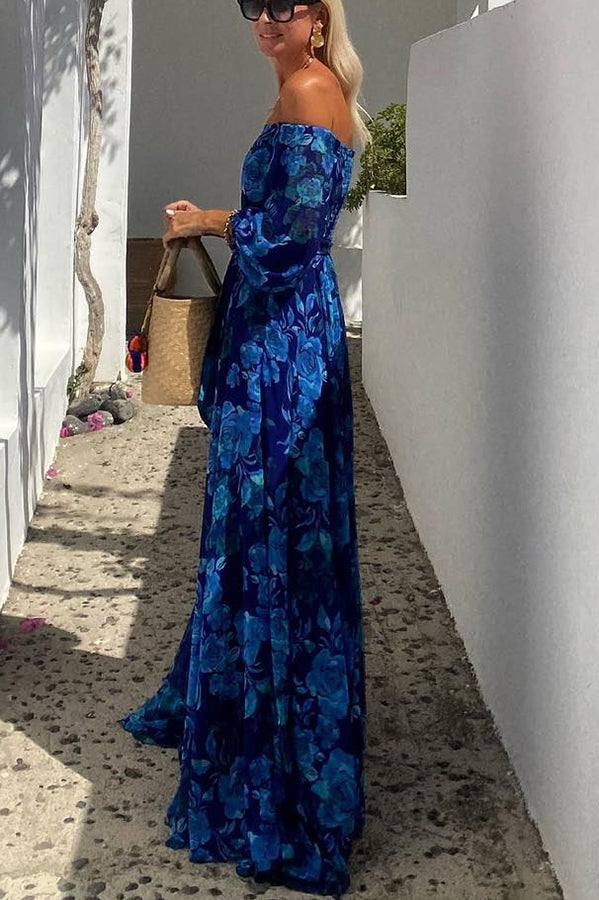 Esmée – Bloemenprint Off-Shoulder Maxi-jurk