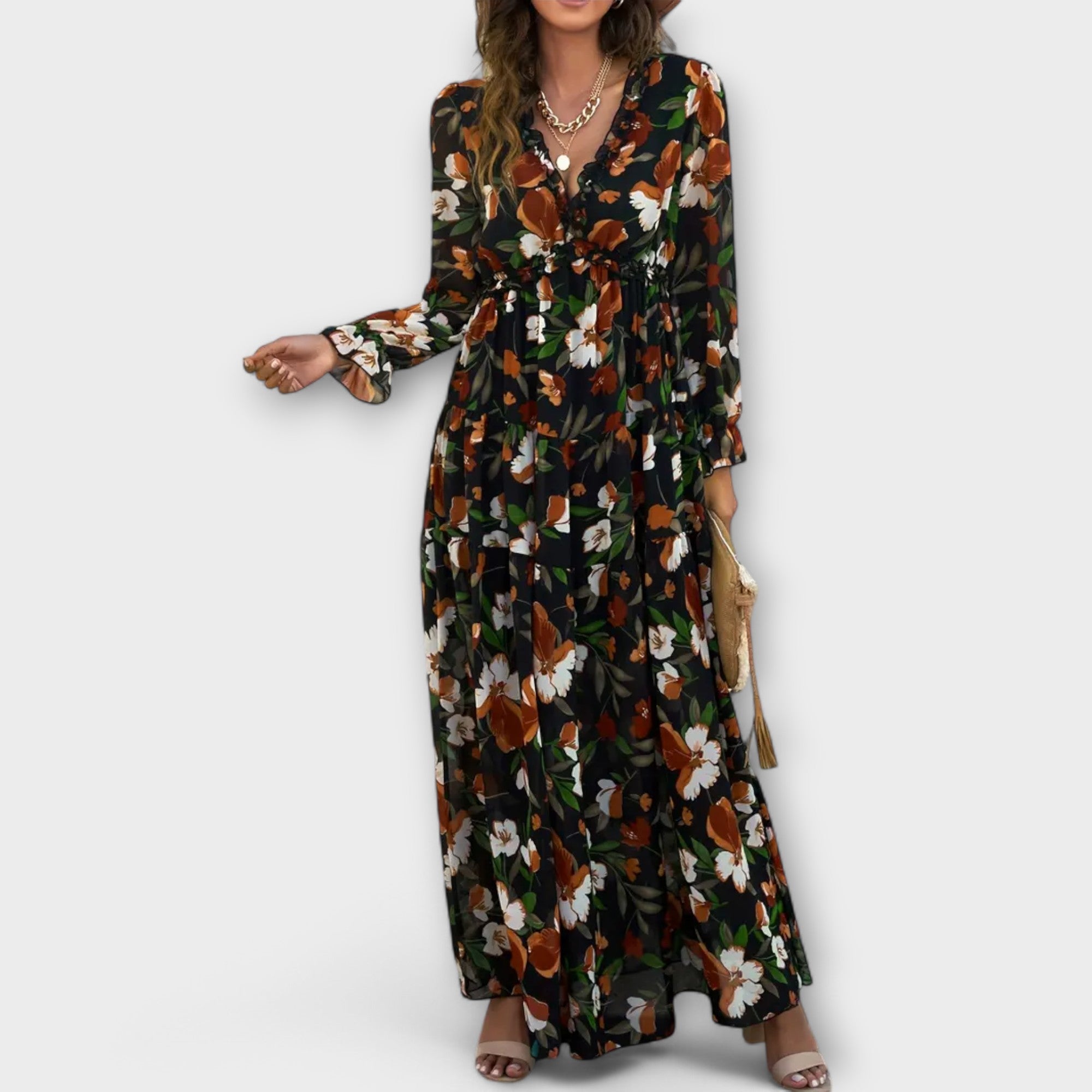 Amber | Elegante Bloemen Maxi Jurk