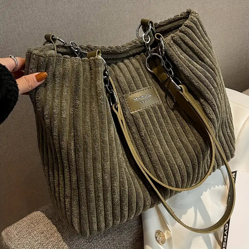 Sanne | Elegante Ribfluwelen Shopper