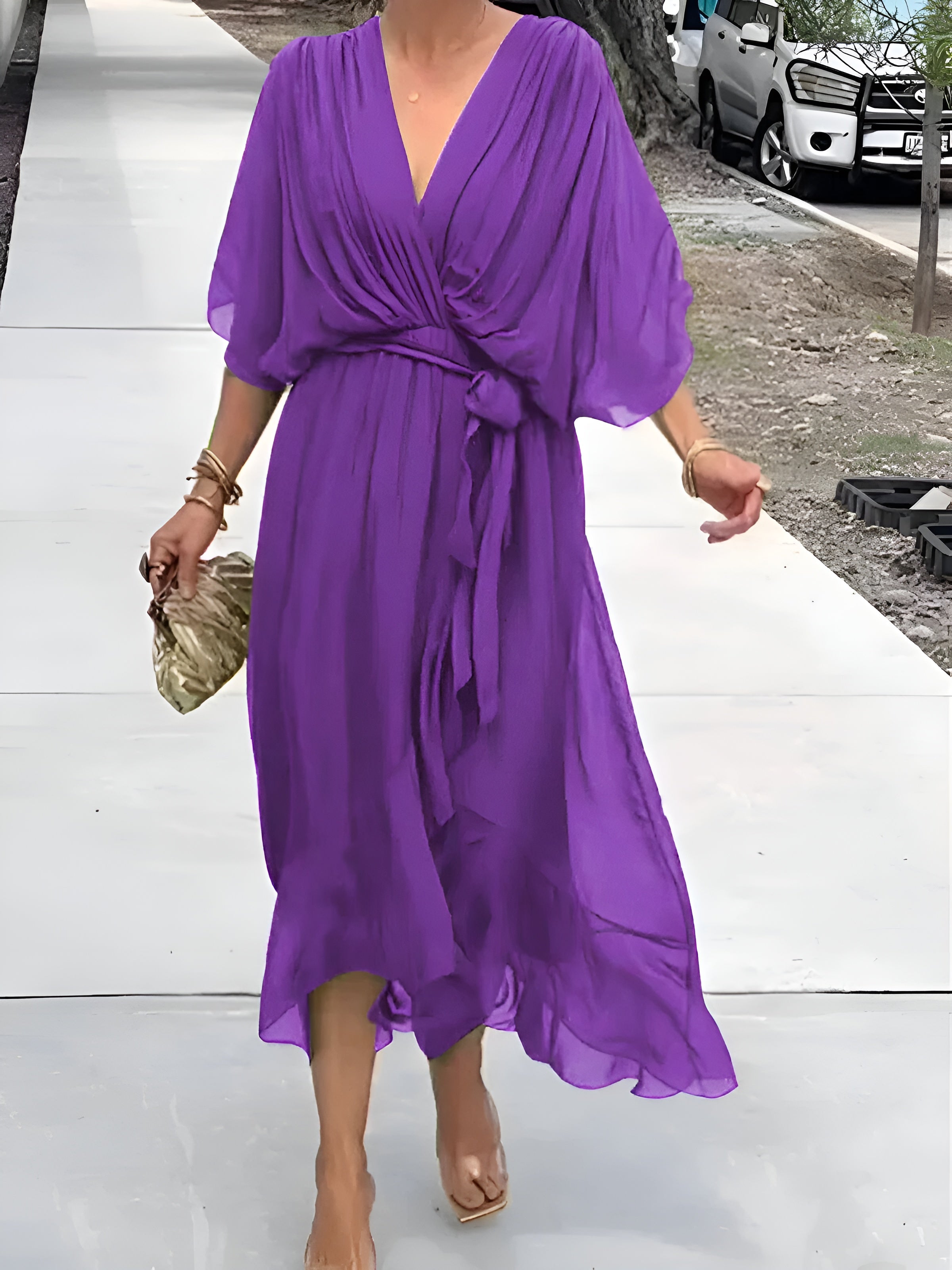 Fleur™ | Chiffon V-hals Jurk