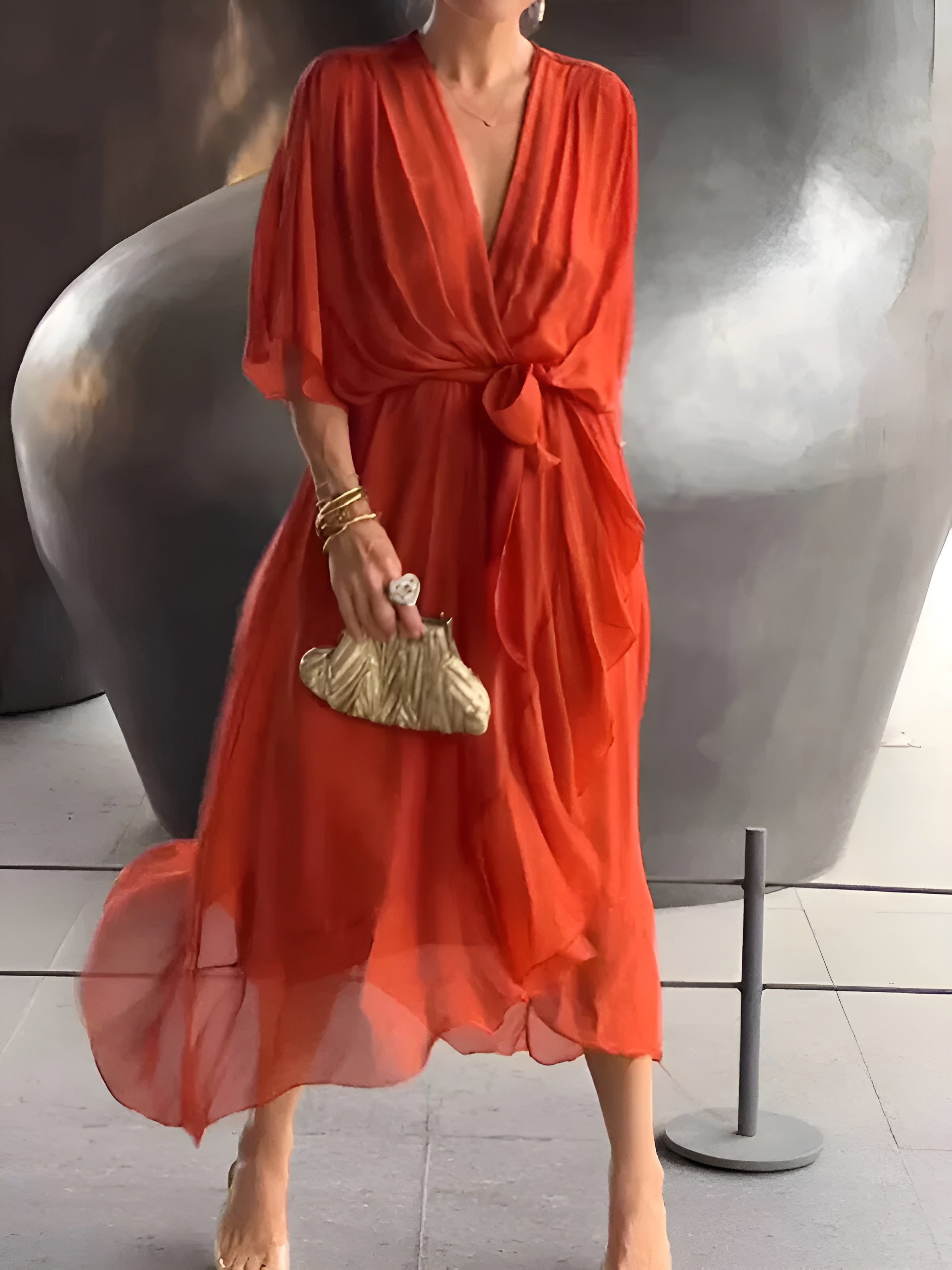 Fleur™ | Chiffon V-hals Jurk