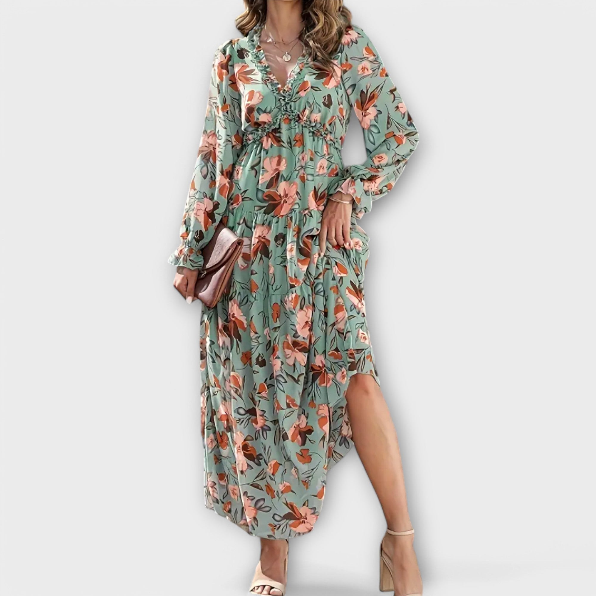 Amber | Elegante Bloemen Maxi Jurk