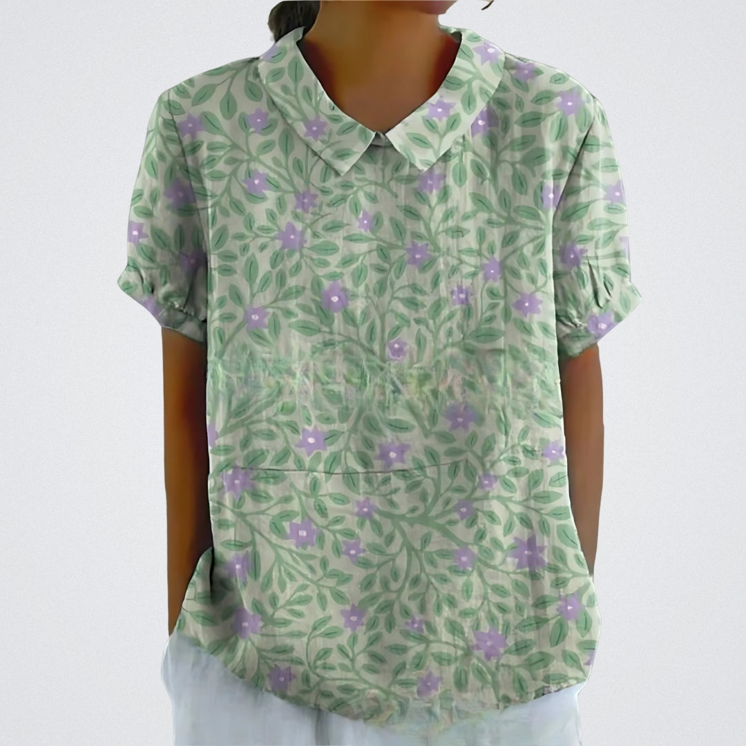 Lina | Bloemen Linnen Blouse
