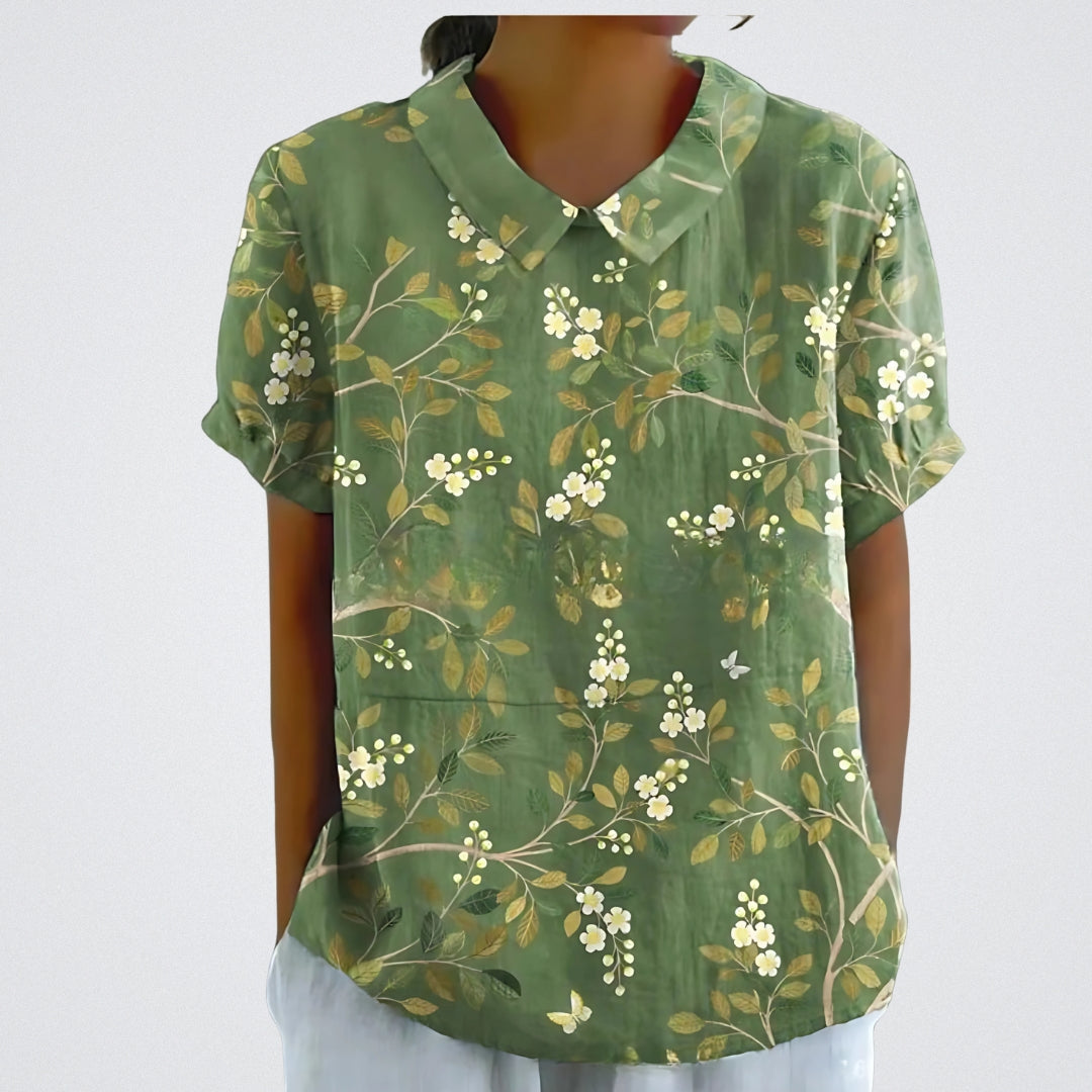 Lina | Bloemen Linnen Blouse