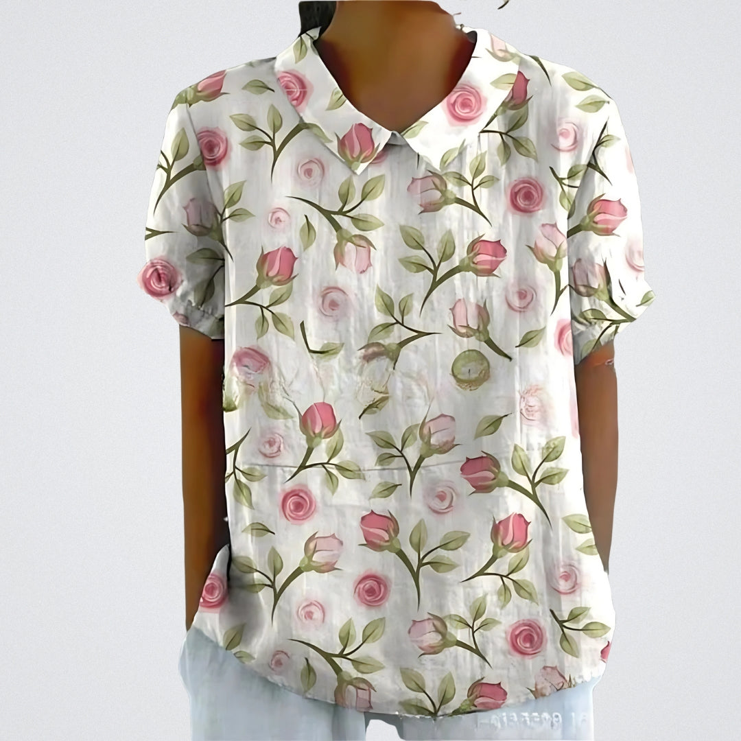 Lina | Bloemen Linnen Blouse