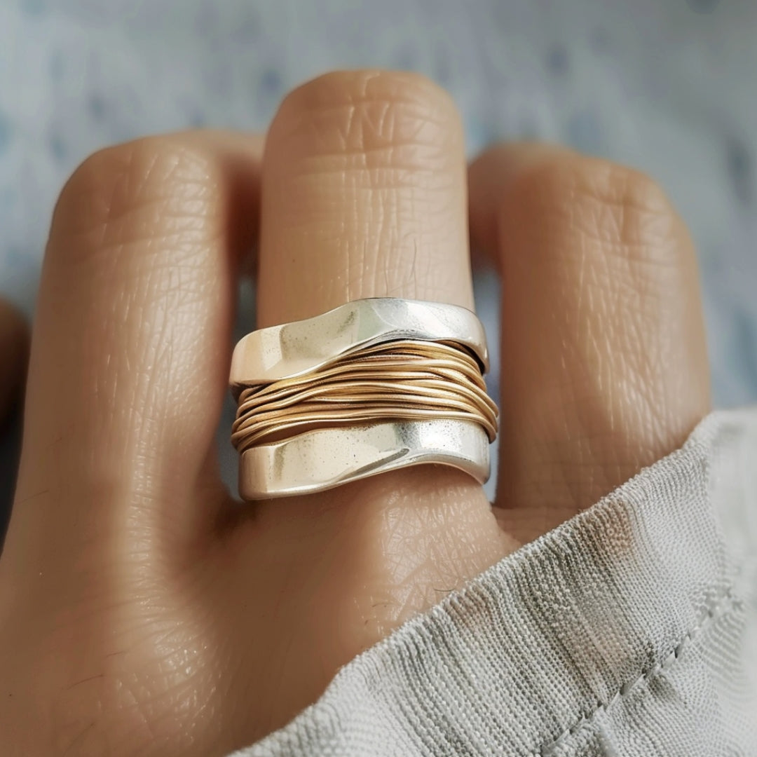 Lina™ | Ring van Zilverachtig Gouddraad