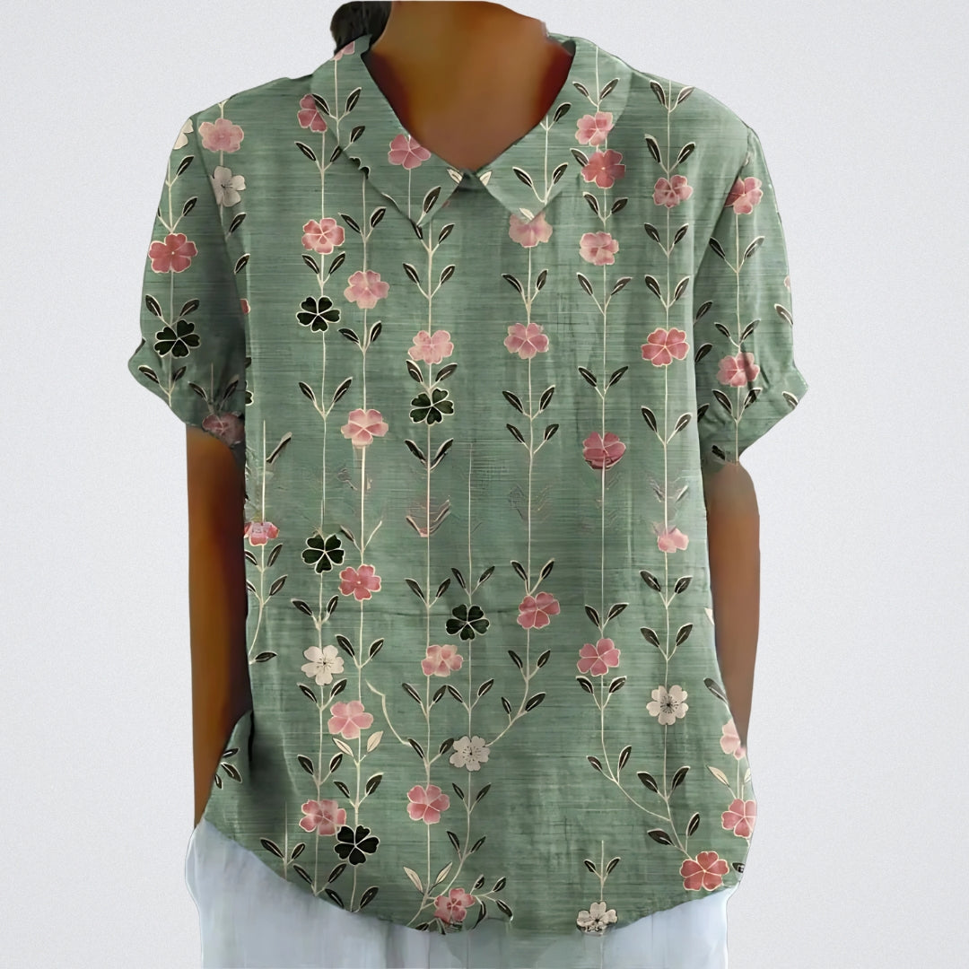 Lina | Bloemen Linnen Blouse