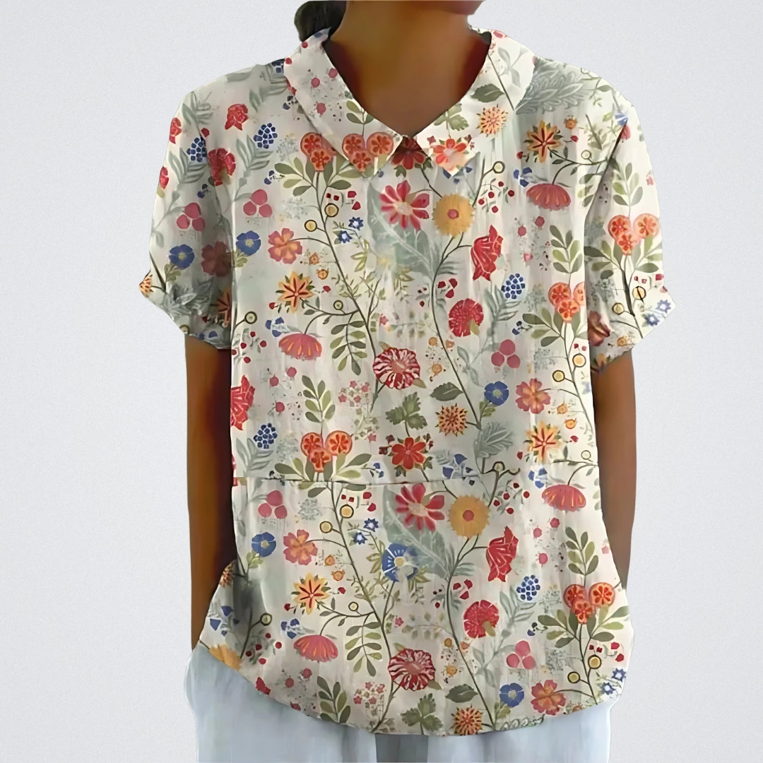 Lina | Bloemen Linnen Blouse