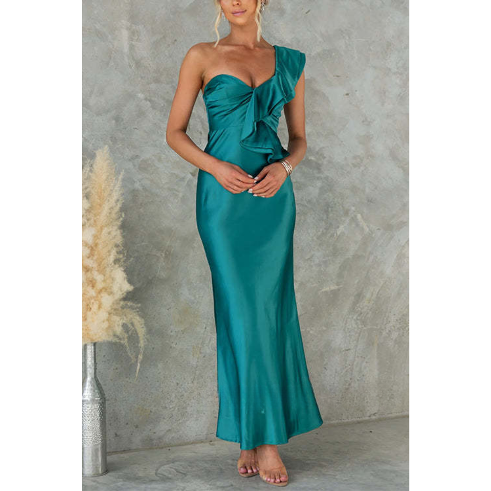 Odette – Maxi Jurk met Volant en One-Shoulder