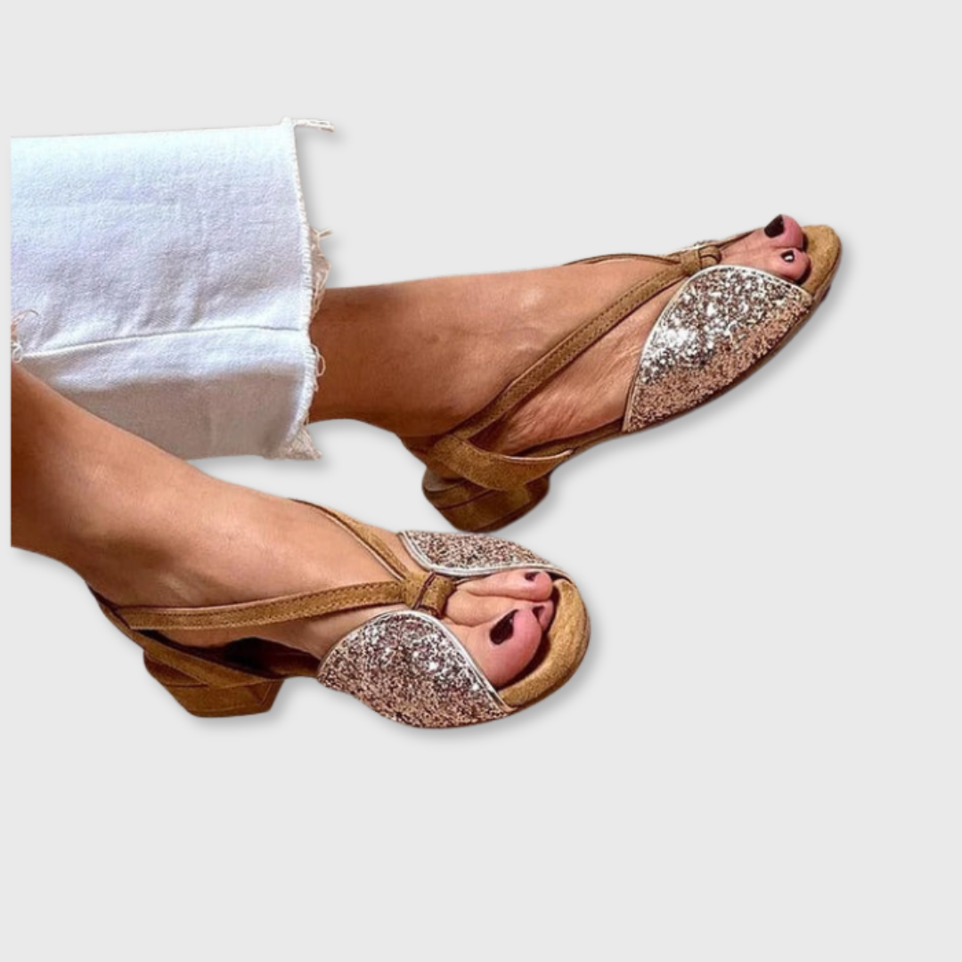 Julia™ | Glitter Lage Sandalen