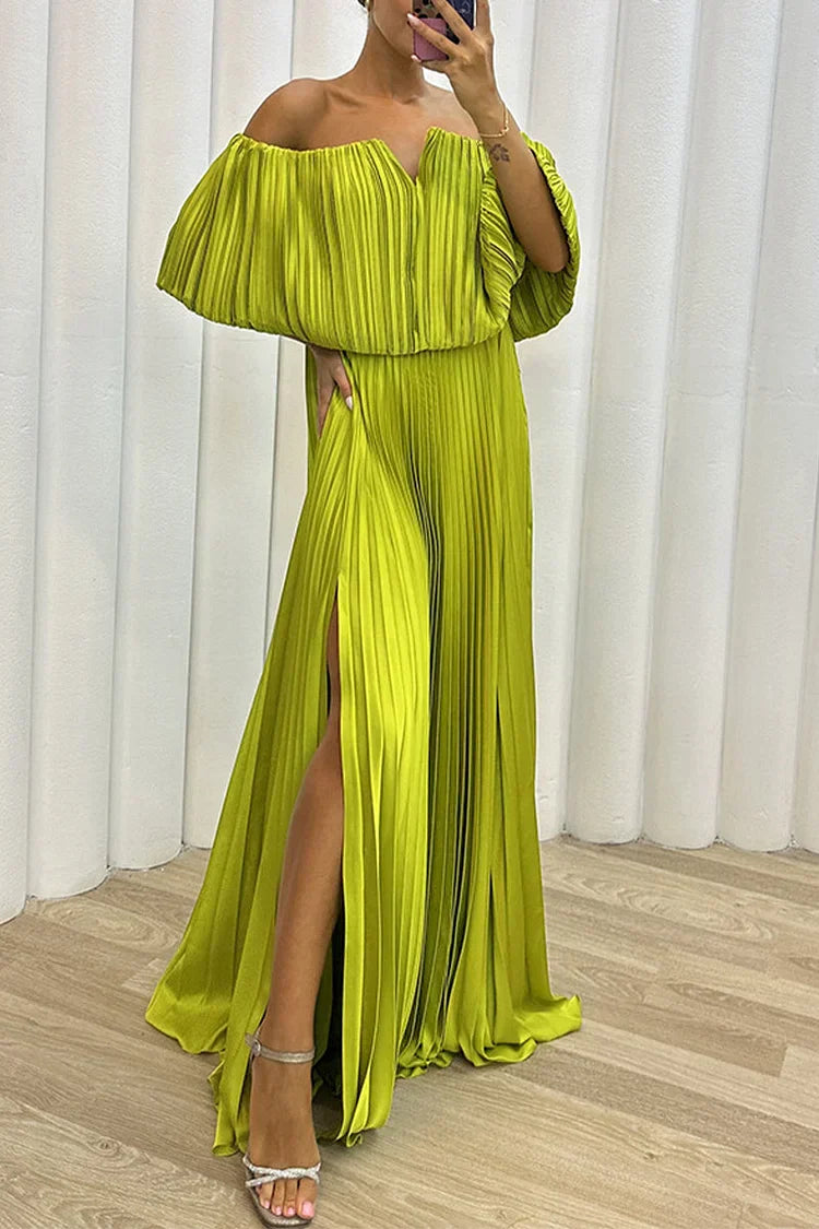 Merel – Elegante Plissé Maxi-jurk