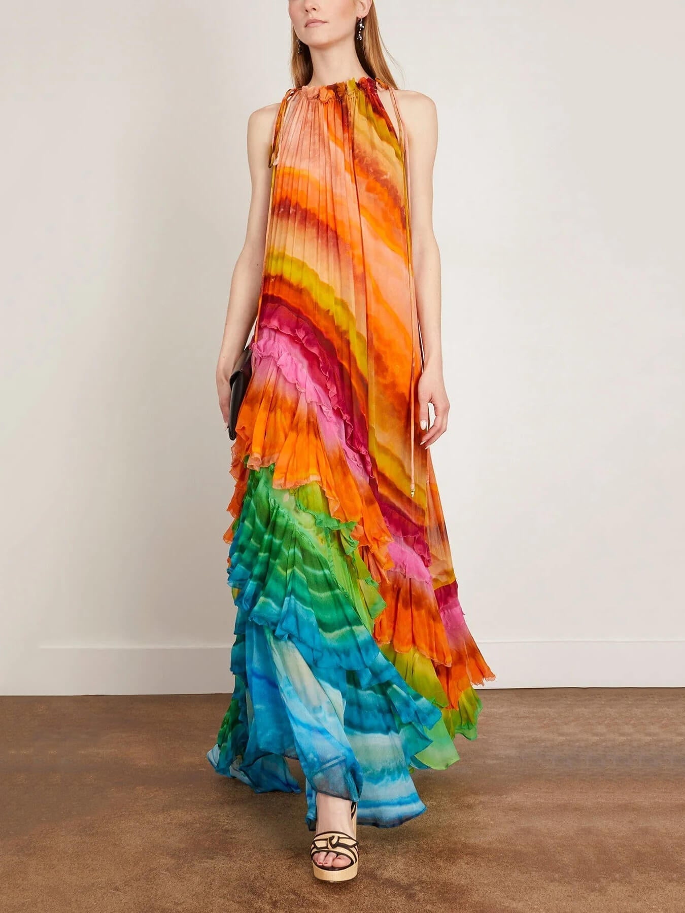 Jade Ruffle Jurk in Meerkleurig