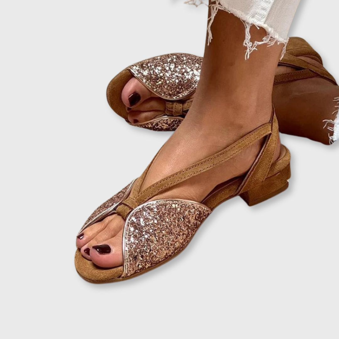 Julia™ | Glitter Lage Sandalen